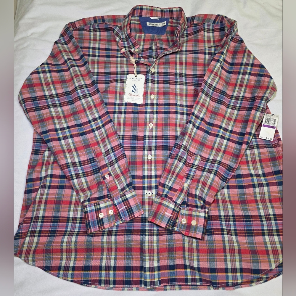 Nautica Heritage Long Sleeve Plaid Button Down Shirt- Big & Tall Size XXL NWT